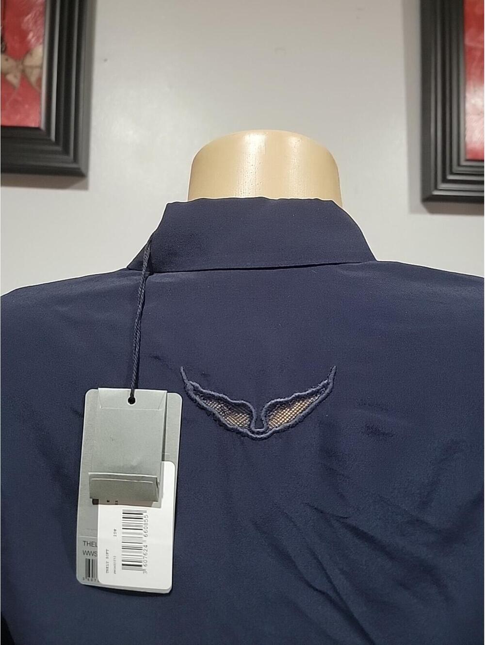 Zadig & Voltaire Thely Soft Women's Top XS Navy Long Sleeve Blouse NWT $298 #C - Picture 9 of 9